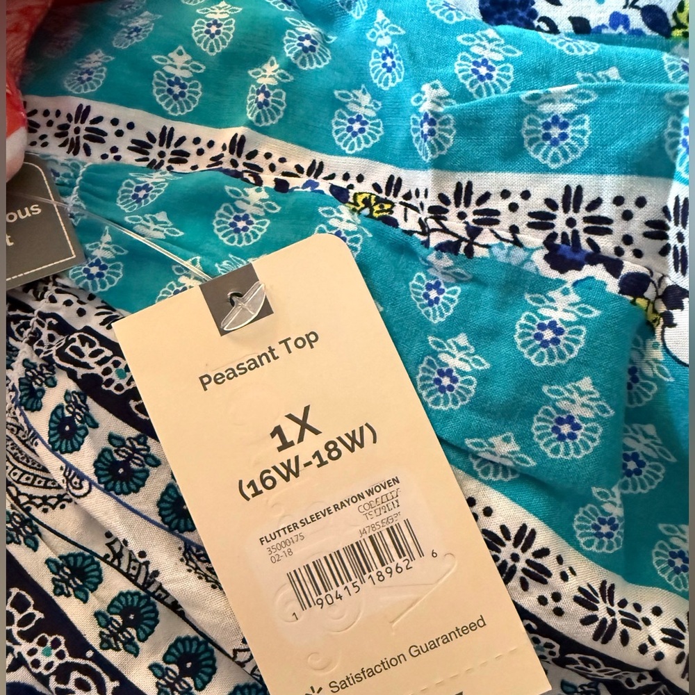 2/$24 Terra & Sky Blue and Coral Floral Blouses - Picture 3 of 11